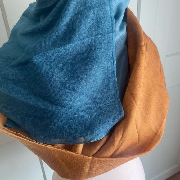 Hermes Ombre Gadient Large Shawl Blue Orange cashmere silk - Picture 5 of 12